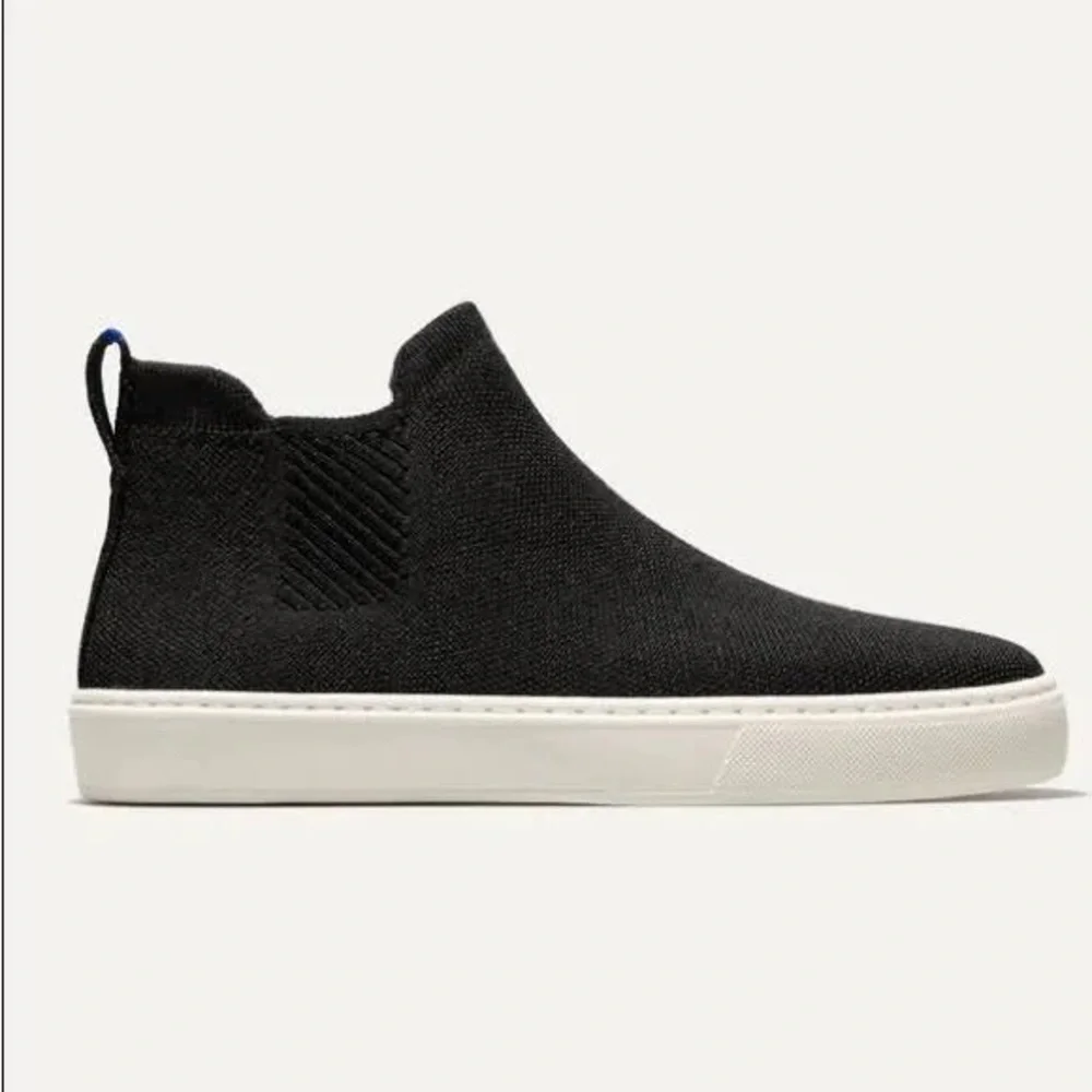 Rothy's The Chelsea Black Hi Top Sneaker Sporty Pull On Shoes Women’s Knit Boot - Picture 3 of 9